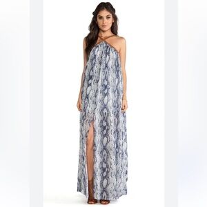 Rachel Zoe Carrigan Leather Strap Snake Print Maxi Dress Size 6